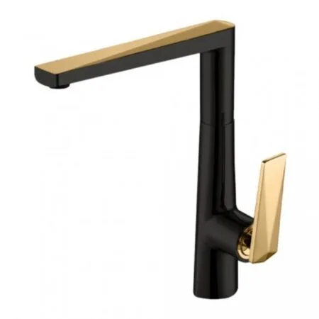 Misturador Monocomando Cozinha Alto Giratoria Kr293-Black Matte + Dourado