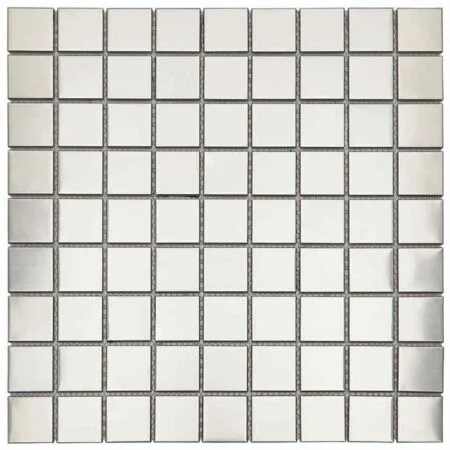 Pastilha de Aço Inox Metal cor Prata Escovado placa de Tela (3x3 cm)