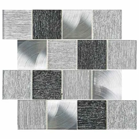 Pastilha de vidro Renoir cor Preta e Cinza placa de Tela (7,1x7,1 cm)