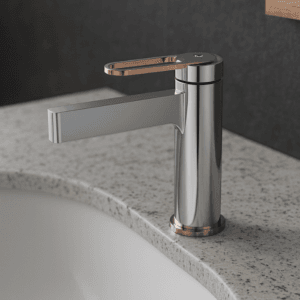Misturador Lablanco Monocomando Orbe Aço Inox 304 Banheiro Bica Baixa Cromado com Rose Gold