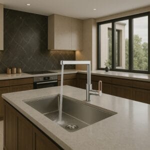 Misturador Lablanco Monocomando Aço Inox 304 Cozinha Bica Alta Cromado com Rose Gold