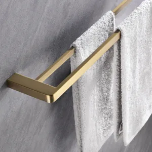 Porta Toalha Duplo Aco Inox 304 Lablanco 60cm Semi Round Gold Champagne Escovado (R)
