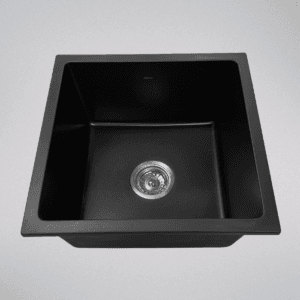 Cuba de Quartzo Lablanco 450x450x220mm Preta com sifao e valvula (R)