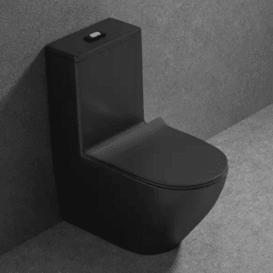 Bacia Lablanco Caixa Acoplada Monobloco Wahsdown Rimless Ovale Preta Matte com Assento (R)