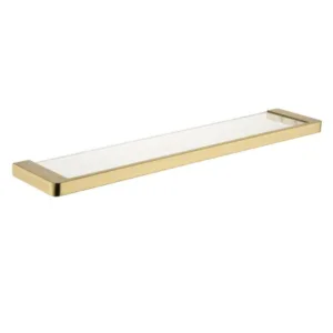 Prateleira com Vidro Aco Inox 304 Lablanco 56,2cm Semi Round Gold Champagne Escovado (R)