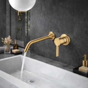 Misturador Lablanco Monocomando Round Parede Brushed Gold