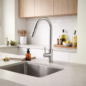 Monocomando de Cozinha com Bico Extensor em Inox 304 Escovada