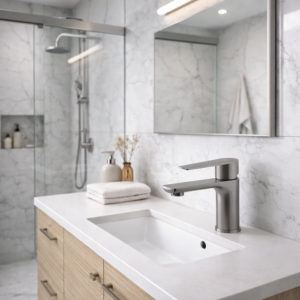 Monocomando Banheiro Grafite Bica baixa - Material Aco Inox