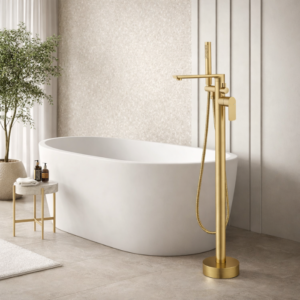 Misturador Lablanco Monocomando de Piso Banheira Aco Inox 304 Brushed Gold