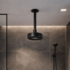 Ducha Chuveiro Autolimpante Redondo de Teto Preto Inox 201