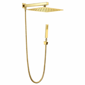 Chuveiro com Desviador Lablanco em Aço Inox 304 – 300x300mm de Parede Square Dourado Polido