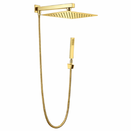 Chuveiro com Desviador Lablanco em Aço Inox 304 – 300x300mm de Parede Square Dourado Polido