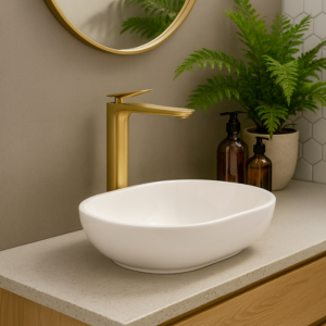 Misturador Lablanco Monocomando Flow Aco Inox 304 Banheiro Bica Alta Escovado Gold Champagne