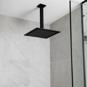 Chuveiro Lablanco em Aco Inox Square - 200x200mm de Teto Preto Matte