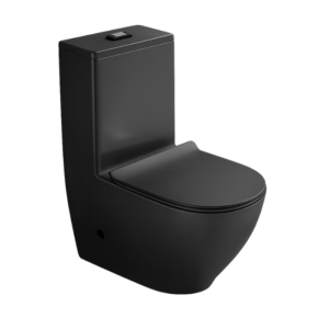 Bacia Lablanco Caixa Acoplada Monobloco Washdown Rimless Ovale Preta Matte com Assento