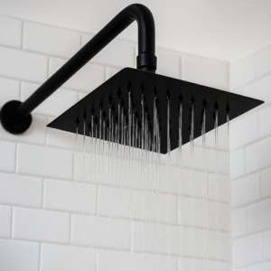 Chuveiro Lablanco em Aco Inox 304 Square - 200x200mm Preto Matte com Desviador